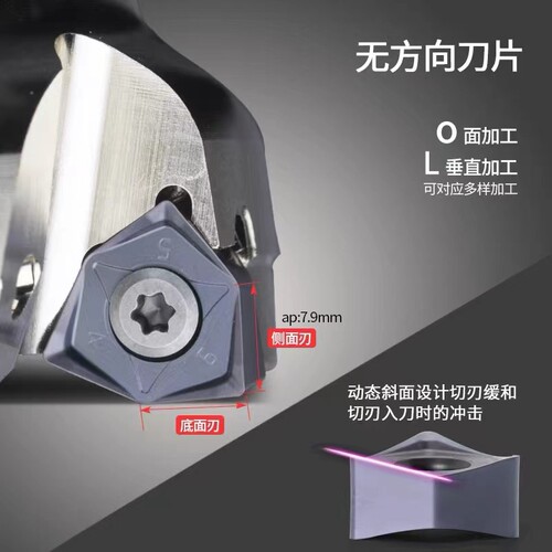 90度数控铣刀盘 MFWN 快进给开粗大切深 双面六角刀片 WNMU080608