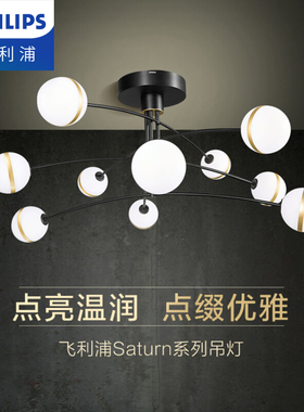 飞利浦客厅吊灯轻奢主灯10头现代简约书房分子法式灯4头Saturn