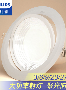 飞利浦led射灯嵌入式店铺商用大功率20w家用小山丘筒灯3w9w天花灯