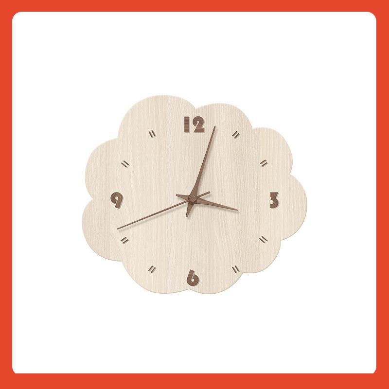 ◇原木风挂钟客厅卧室家用静音钟表现代简约装饰轻奢餐厅时钟挂墙