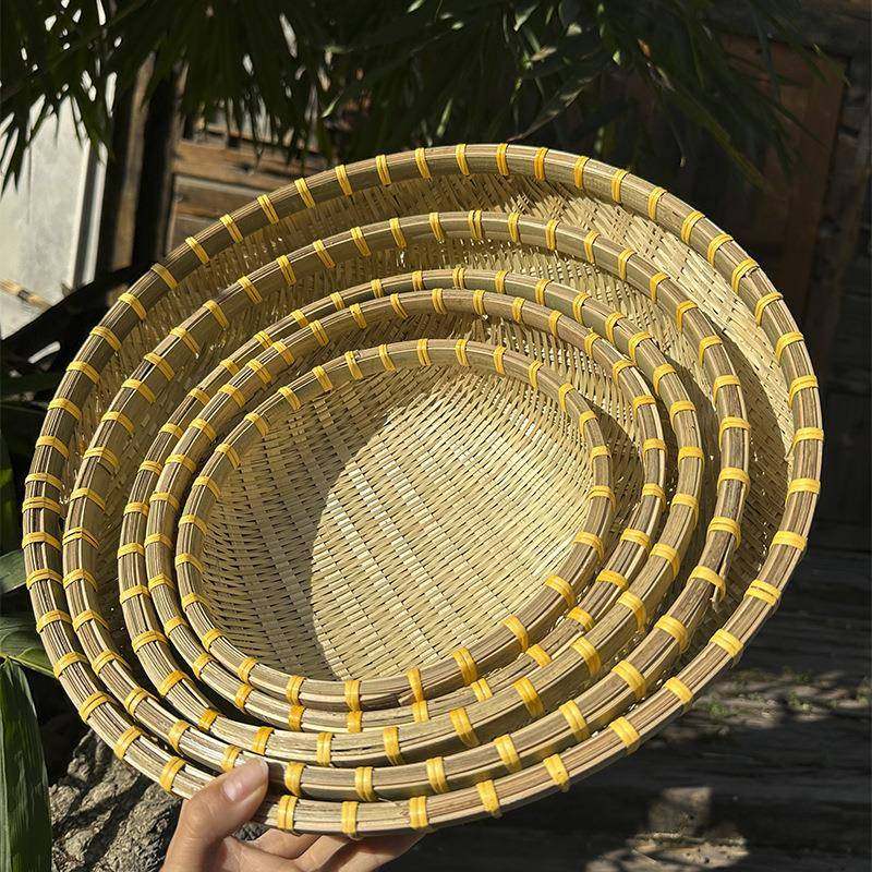 竹编簸箕馒头收纳筐竹制品水果篮家用洗菜沥水篮圆形淘米筐面包篮,畜牧/养殖物资,畜牧/养殖器械,淘宝优惠券,粉丝福利购,淘宝优惠卷