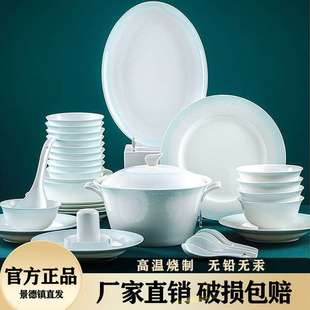 高挡骨瓷家用高颜值餐具 景德镇釉中彩餐具碗碟套装