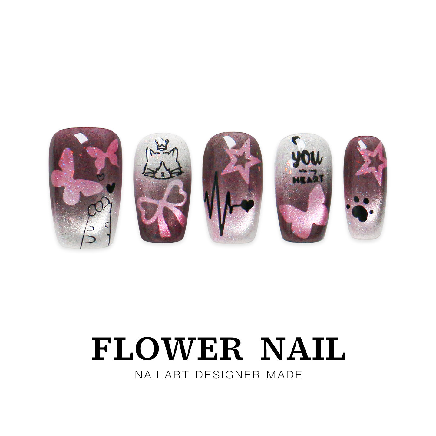 花芷「花须蝶芒」蝴蝶美甲纯手工猫眼穿戴甲中长款2026新款高级感,彩妆/香水/美妆工具,穿戴甲/甲片,淘宝优惠券,粉丝福利购,淘宝优惠卷