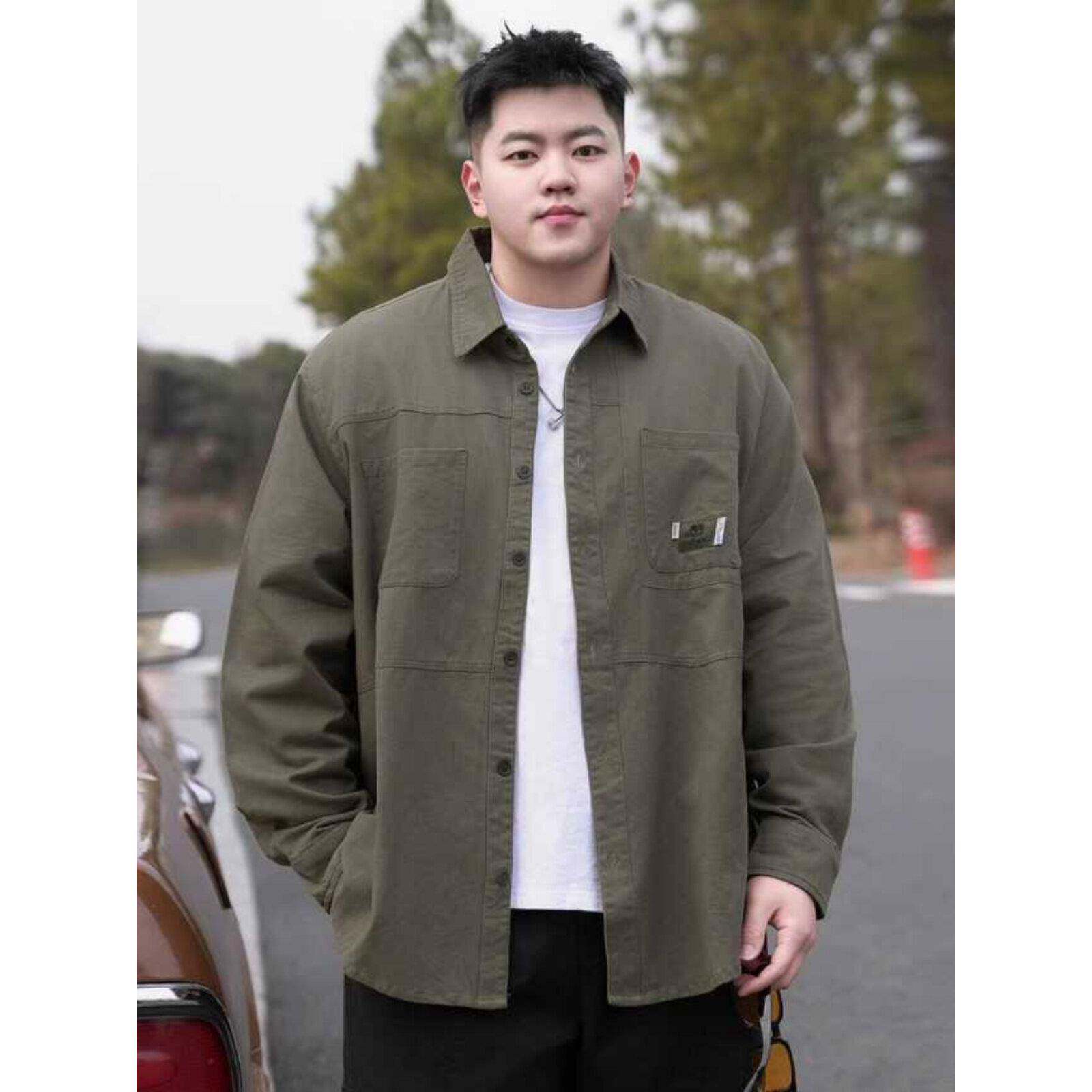 时尚品牌大码春秋新款男式胖男式衬衫