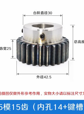 凸台齿轮 2.5模15齿-40齿 电机齿轮 带台阶齿轮 凸肩齿轮 直齿轮
