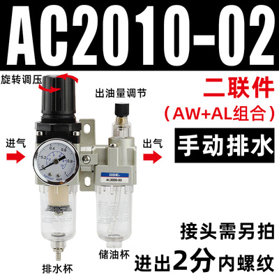 气源处理器气泵调压阀油水分离器空压机二联件自动排水AC/AFC/AFR