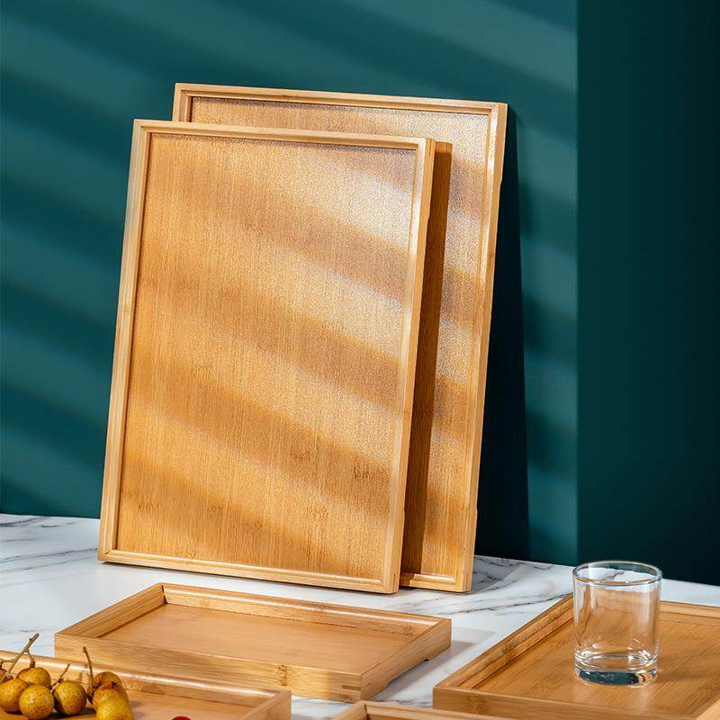 竹木质托盘茶盘竹制木托盘长方形实木商用竹盘高颜值餐盘烧烤盘子