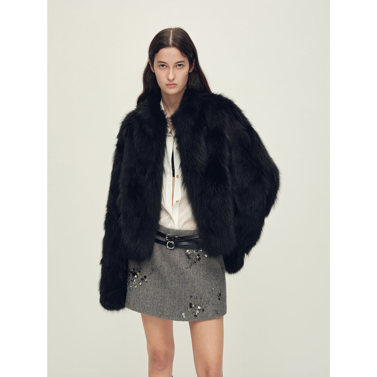 短款狐狸毛皮草外套付智恩