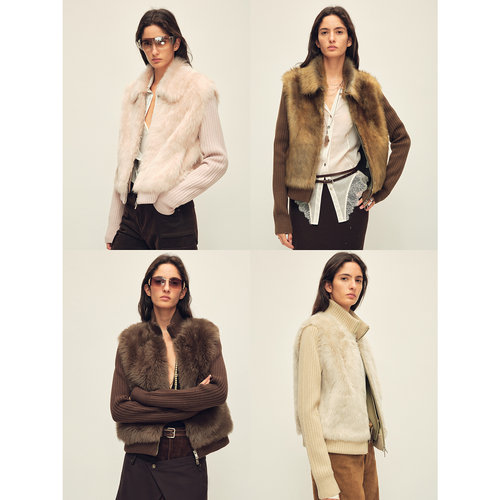 付智恩托卡皮毛一体拼接针织皮草