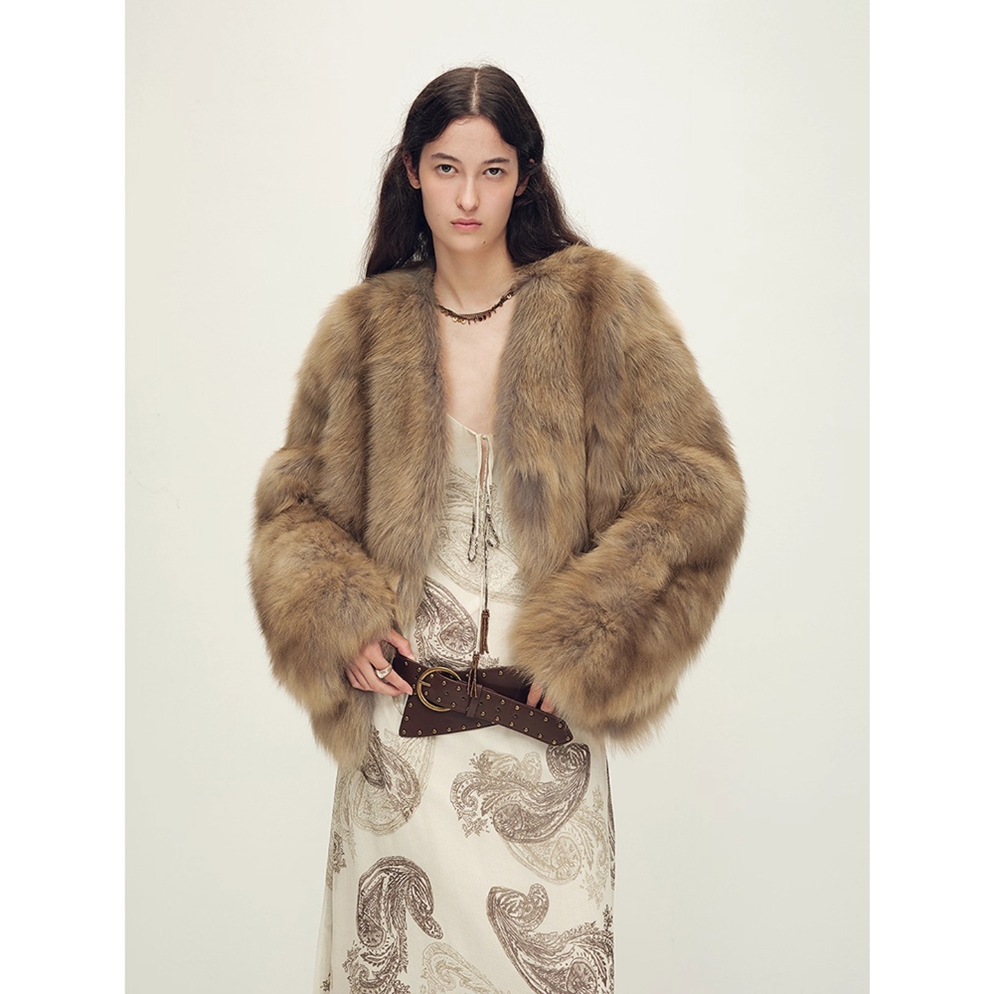 付智恩富家千金感狐狸毛皮草外套