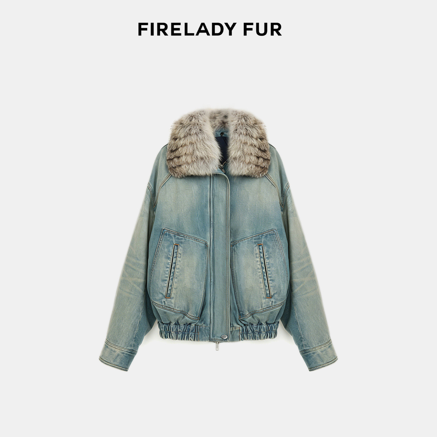 【CHIC PARKA】付智恩 暖雾玻璃 Sagafurs彩狐领牛仔派克皮草外套