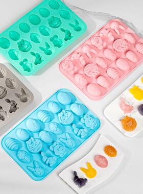 新18连复活节模具兔子复活蛋模具硅胶蛋糕模具巧克力饼干模具烘焙