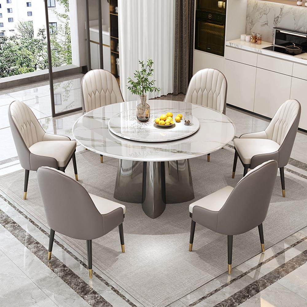 意式轻奢现代简约亮光岩板桌椅组合客厅小户型圆形高档餐桌送转盘,特色手工艺,其他特色工艺品,淘宝优惠券,粉丝福利购,淘宝优惠卷