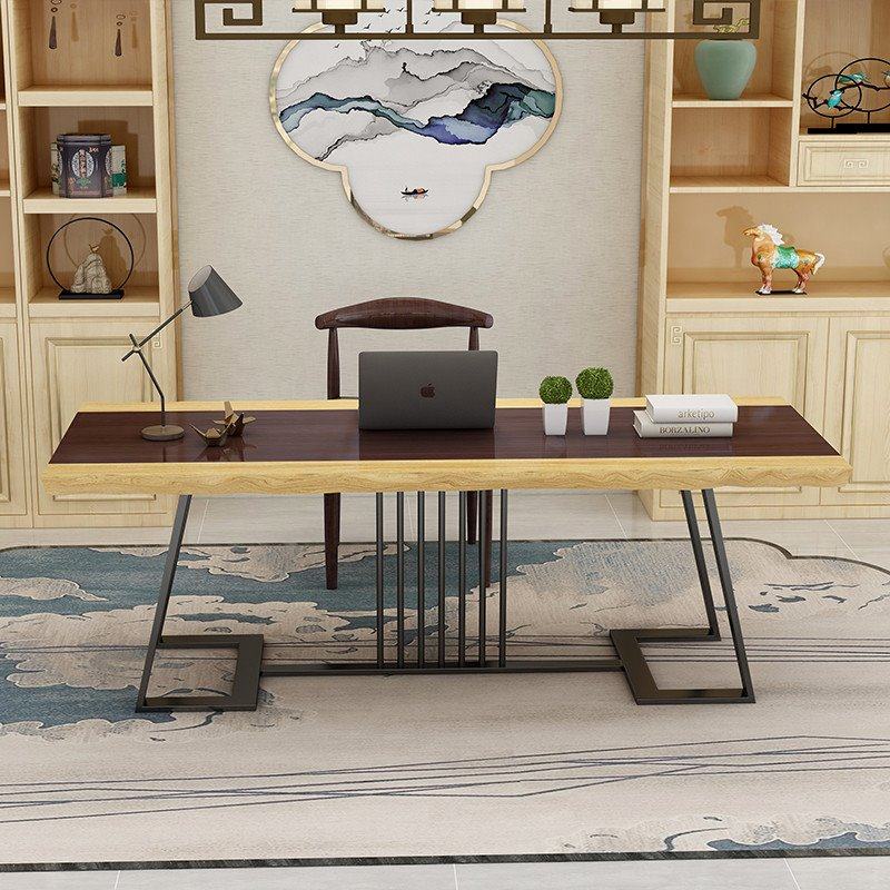 新中式实木电脑桌椅组合 卧室台式学生写字台 家用办公简易书桌子