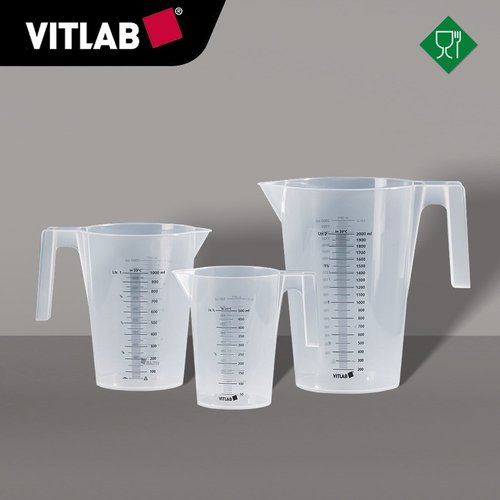 德国VITLAB有柄刻度量杯PP材质巢式带把手烧杯