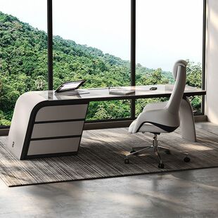 北欧书房岩板书桌轻奢现代简约高级感简易电脑桌房间多功能写字台