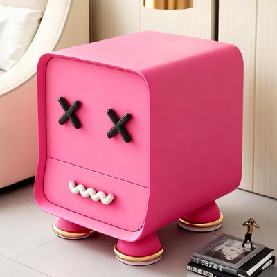 奶油风烤漆床头柜实木床头柜儿童卧室床边柜收纳柜简约现代抽屉柜