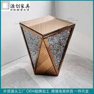 饰 玻璃玄关台 客厅卧室水晶装 现代风格 镜面茶几 轻奢欧式 角几