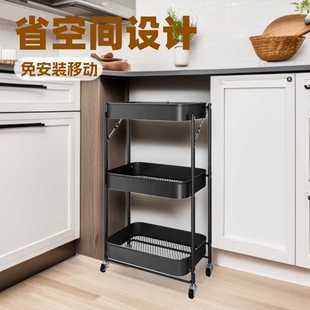 移动放菜篮厂家 折叠小推车置物架家用厨房移动蔬菜收纳免安装