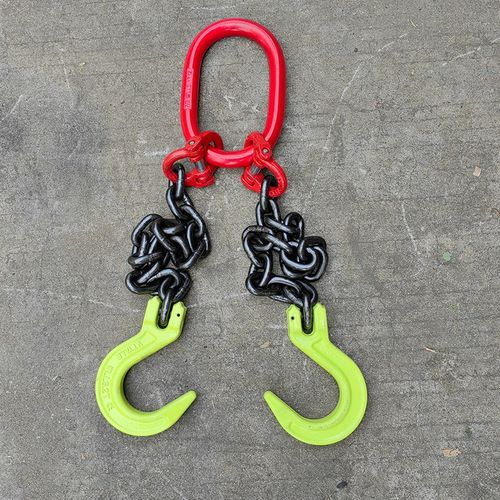 双链条吊钩行车吊车起重链条一拖二吊链大开口吊钩双钩链链条索具