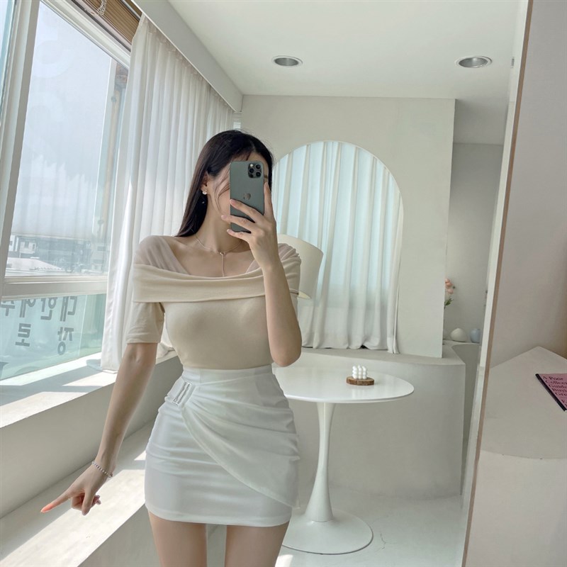 夏季白色短裙半身裙女2025新款高腰褶皱包臀裙潮紧身弹力OL一步裙