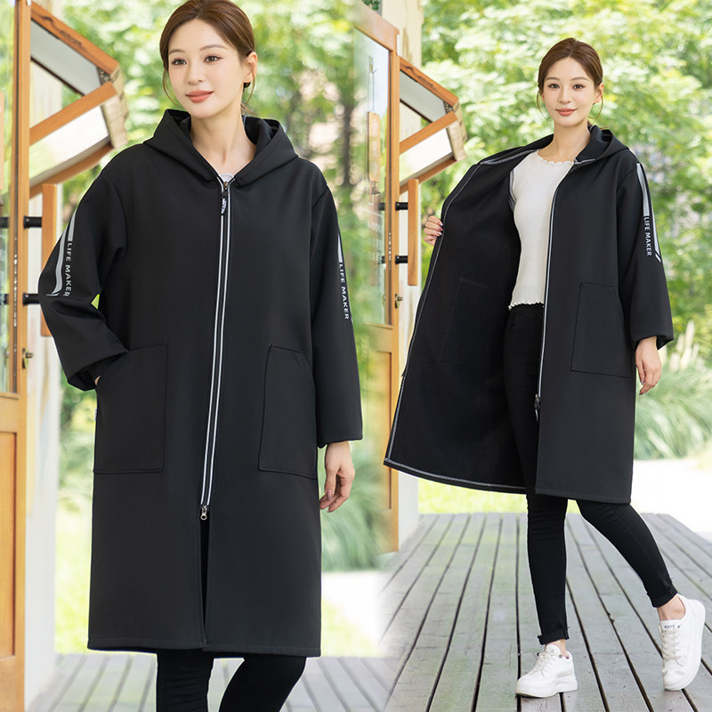 加长款罩衣女加绒大人冬季加厚防水防油工作服外穿长袖围裙男干活