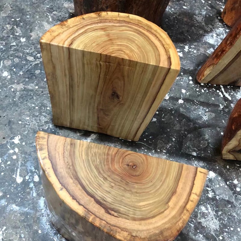 香樟实木底座大板支架根雕木墩对半脚架树墩半圆墩子天然原木树桩