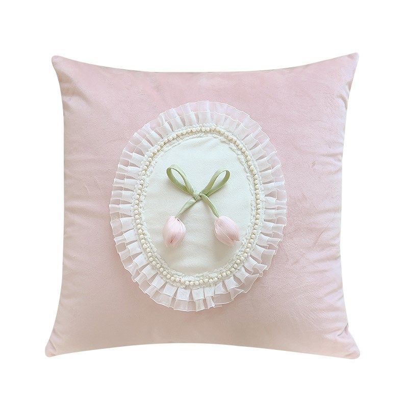 法式复古郁金香抱枕套粉色少女心靠垫客厅沙发飘窗装饰床头靠背,居家布艺,靠垫/抱枕,淘宝优惠券,粉丝福利购,淘宝优惠卷