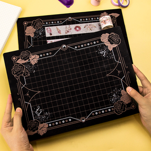 魔法阵切割垫板橡皮章手帐纸雕A4高颜值黑金纸艺雕刻拼贴垫板套装