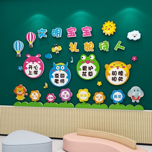 幼儿园文明礼仪文化楼梯墙面装饰大厅走廊布置环创主题墙成品贴画
