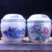 景德镇青花陶瓷骨灰坛 双人大号密封防潮迁坟捡骨坛 冬瓜型骨灰盒