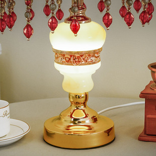 浪漫卧室床头灯布艺暖光温馨花朵欧法式婚房红色夜灯遥控氛围台灯