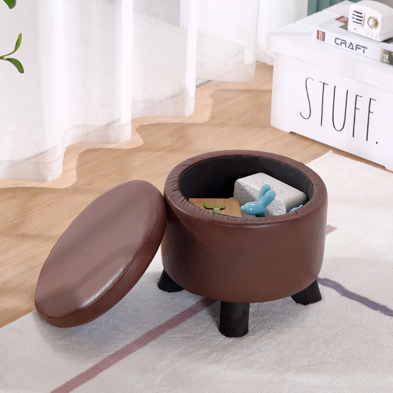 实木家用矮凳小板凳收纳储物凳创意卡通凳拆洗布艺换鞋凳客厅凳子