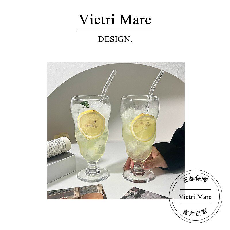Vietri Mare玻璃杯简约不规则高脚果汁杯鸡尾酒杯冷饮杯子丨切瑞