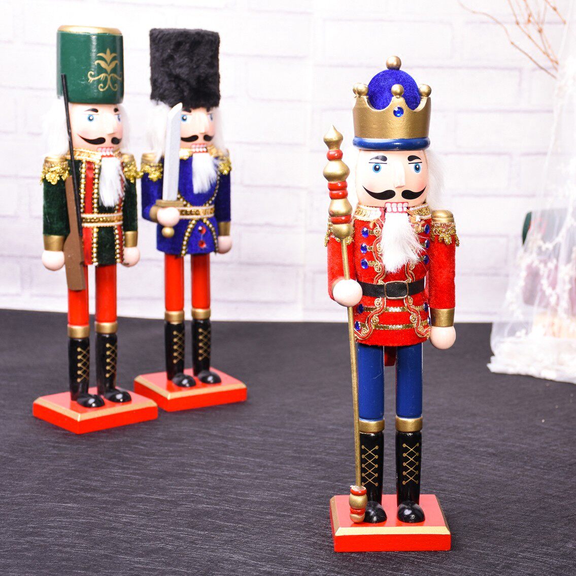 新款欧式贴布38cm 胡桃夹子 士兵木偶 家具摆件 生日情人圣诞礼物