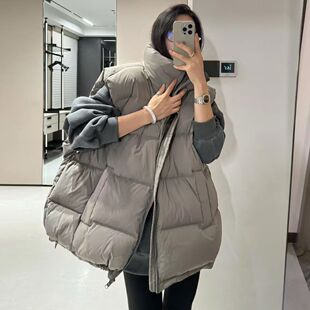白鸭绒2026秋冬羽绒马甲女学生韩版中长款洋气宽松上衣外套背心