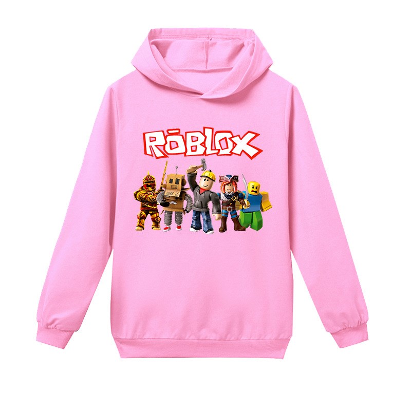 roblox童装秋季男童儿童薄款休闲长袖卫衣卡通帽衫套头2024