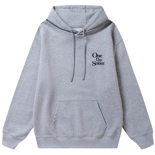 重磅纯棉宽松男女新款 潮牌连帽卫衣 双面印花美式 OneDaySober经典