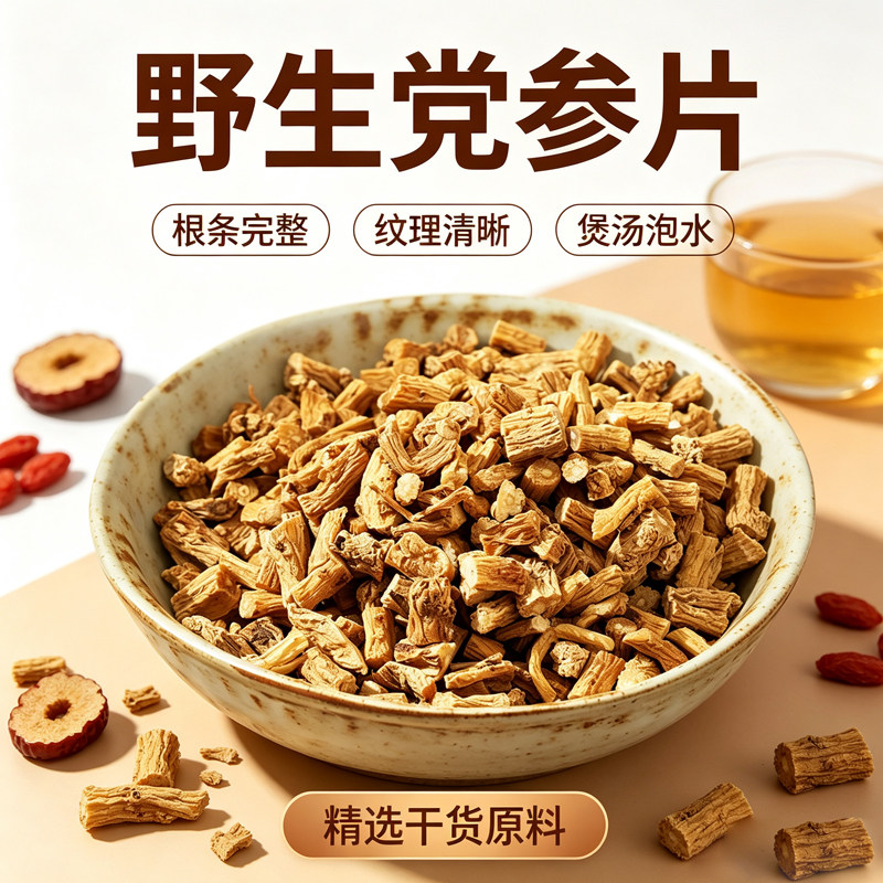 野生党参片150g百恒堂官方店正品干货特级当参段配当归黄芪泡水