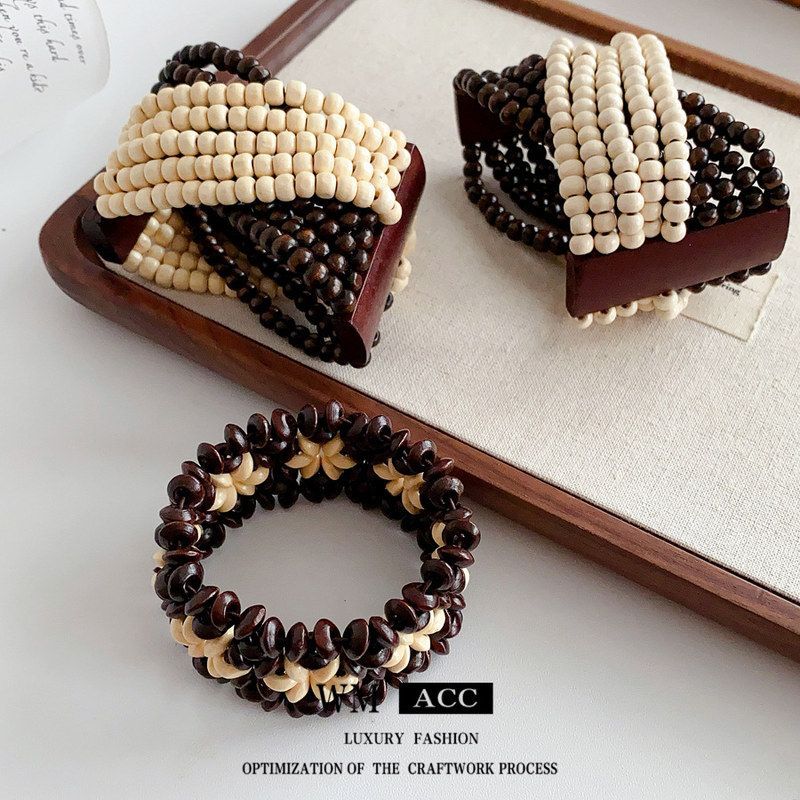 木片手饰简约椰壳复古手链民族风多层波西米亚弹力百搭手环时尚女