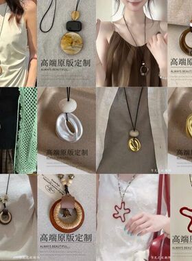 批发扁圆毛衣链复古项链民族风