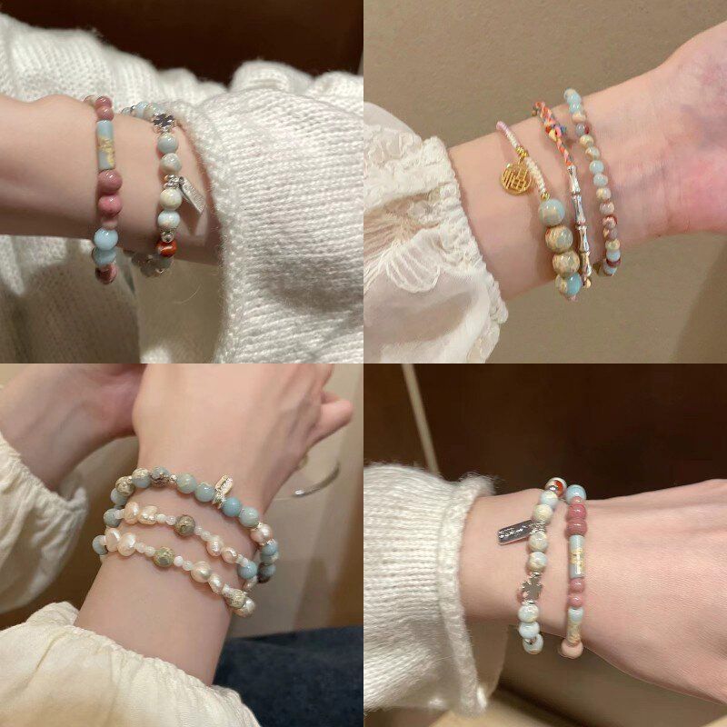 串珠小众ins女百搭寿山石清新小