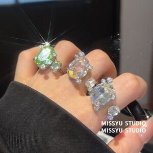 开口戒手饰锆石百搭简约！双晶
