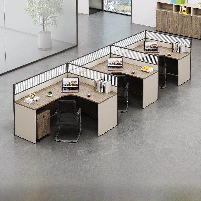 员工办公桌和椅子组合简单的现代办公桌6人隔板员工屏幕甲板办公