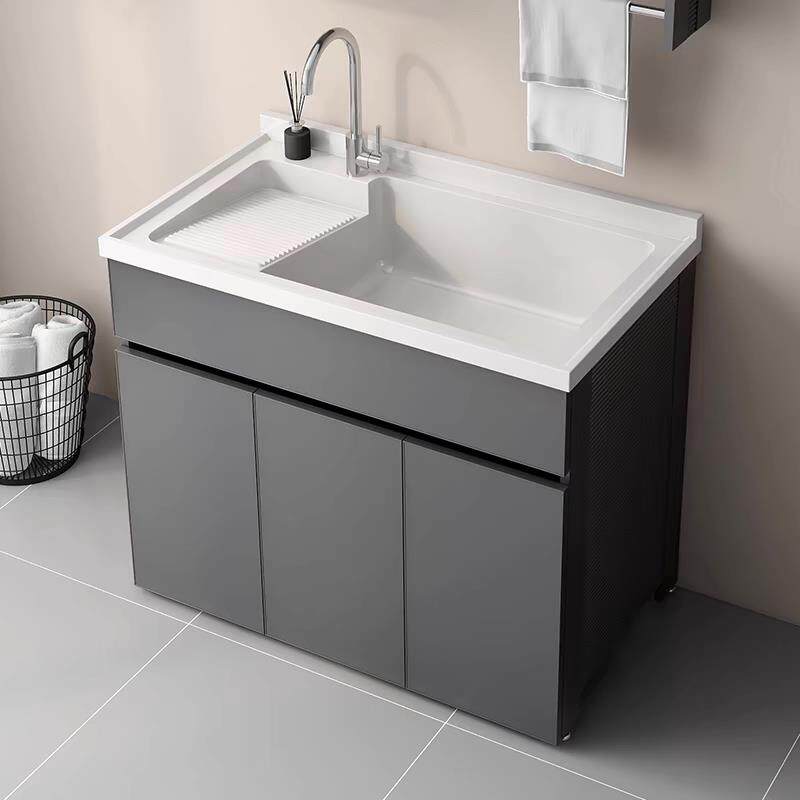 蜂窝铝阳台洗衣柜洗衣池石英石水池一体洗衣槽带搓板洗手台盆组合