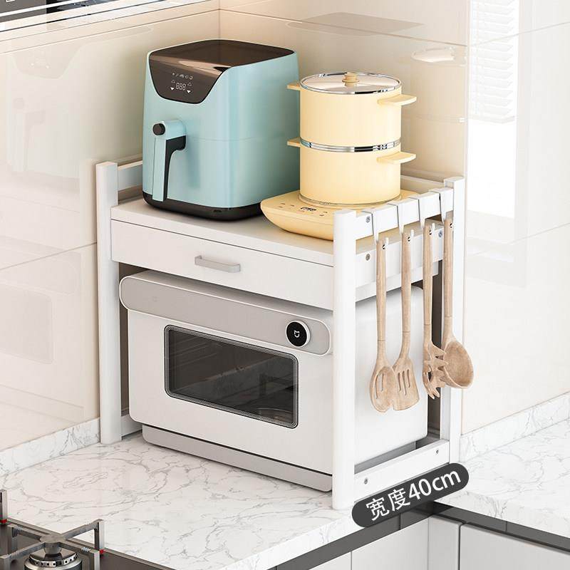 厨房微波炉架子置物架台面放电电子锅蒸烤箱家用多功能白色收纳层