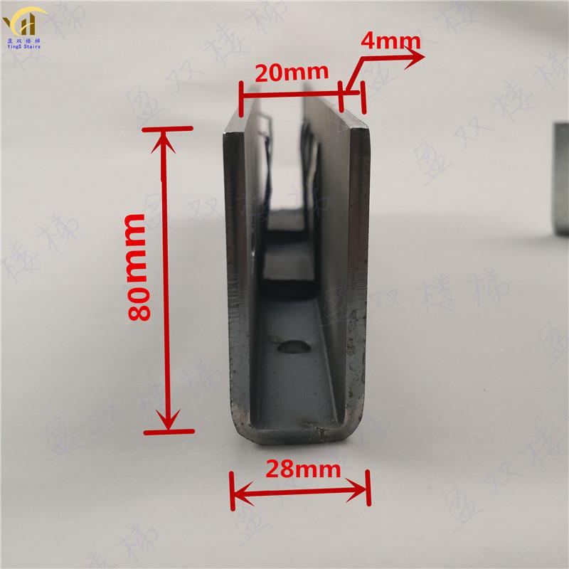 无框玻璃楼梯扶手楼梯钢槽预埋u型槽卡铁槽镀锌地槽阳台栏杆护栏