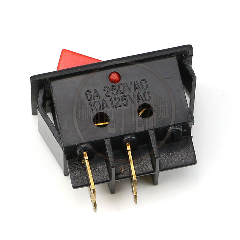 船型开关砂轮机台钻开关红色不带灯6A 220V HJ3-10/2面板40*26mm