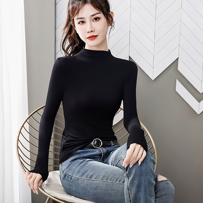 莫代尔半高领打底衫女内搭