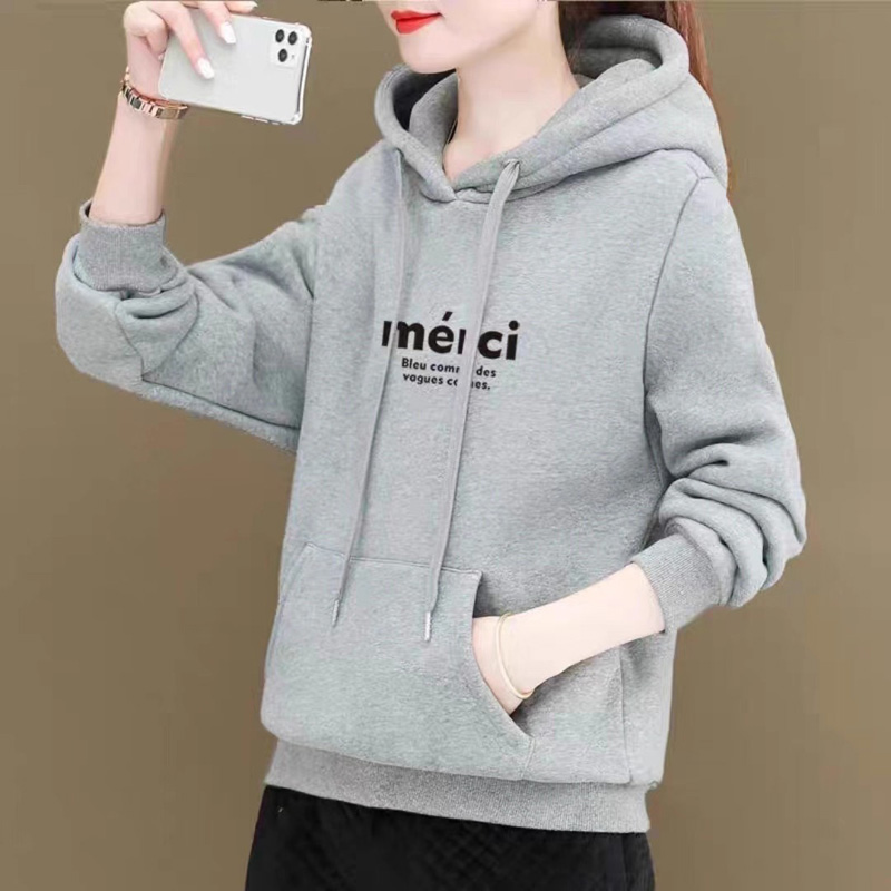 加绒加厚宽松棉韩版连帽卫衣
